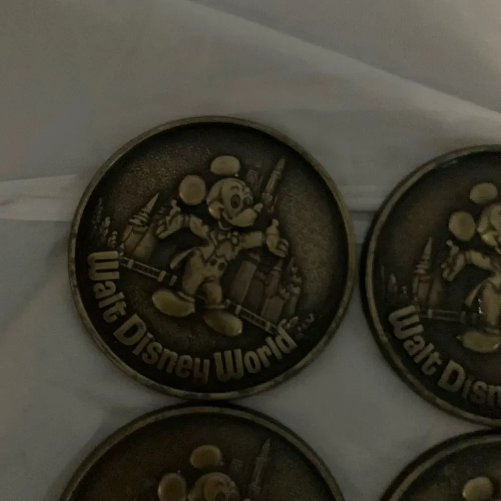 Walt Disney World 3 1/4” Metal Drink Coasters Set Of 4 Made In Canada